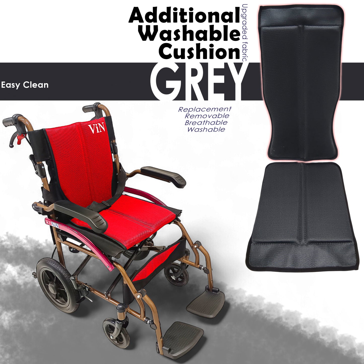 ViN-DY821 | Pushchair + Aluminum Lightweight & Anti Rust+ Washable Cushion + Armrest Lift Up + Retractable Footrest+ Anti Tipper