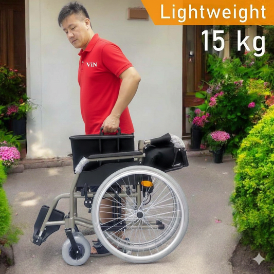 Heavy duty big large foldable lightweight wheelchair 22 inches seat width