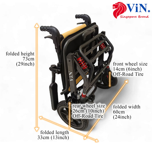 ViN-A13 | Large Seat Travel Pushchair - Lightweight 11 kg Pushchair Hold 100 Kg + Armrest Flip Up Function with Luggage Pull handle & Carrier bag