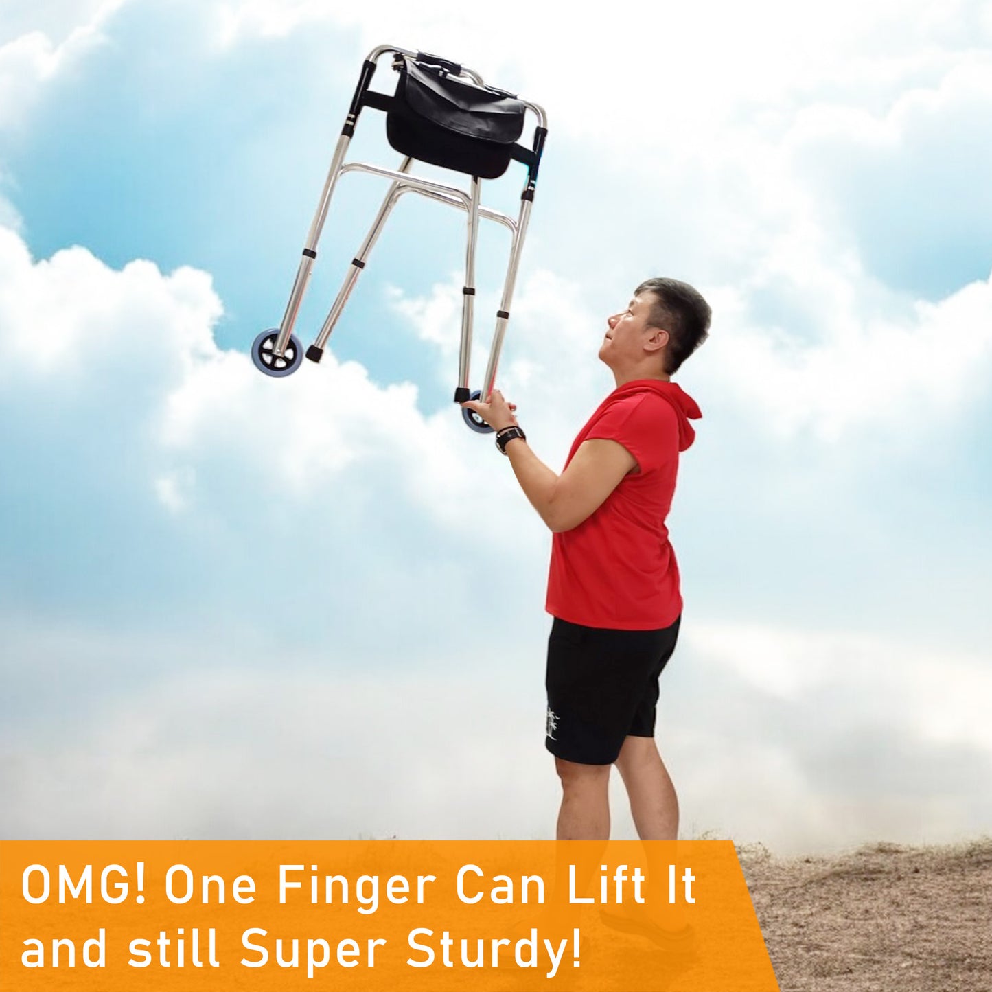 ViN-WF01 | ( * WITHOUT SEAT ) Elderly Walking Aid 2.9 kg Ultra Lightweight Aluminum Staggered Walking Function