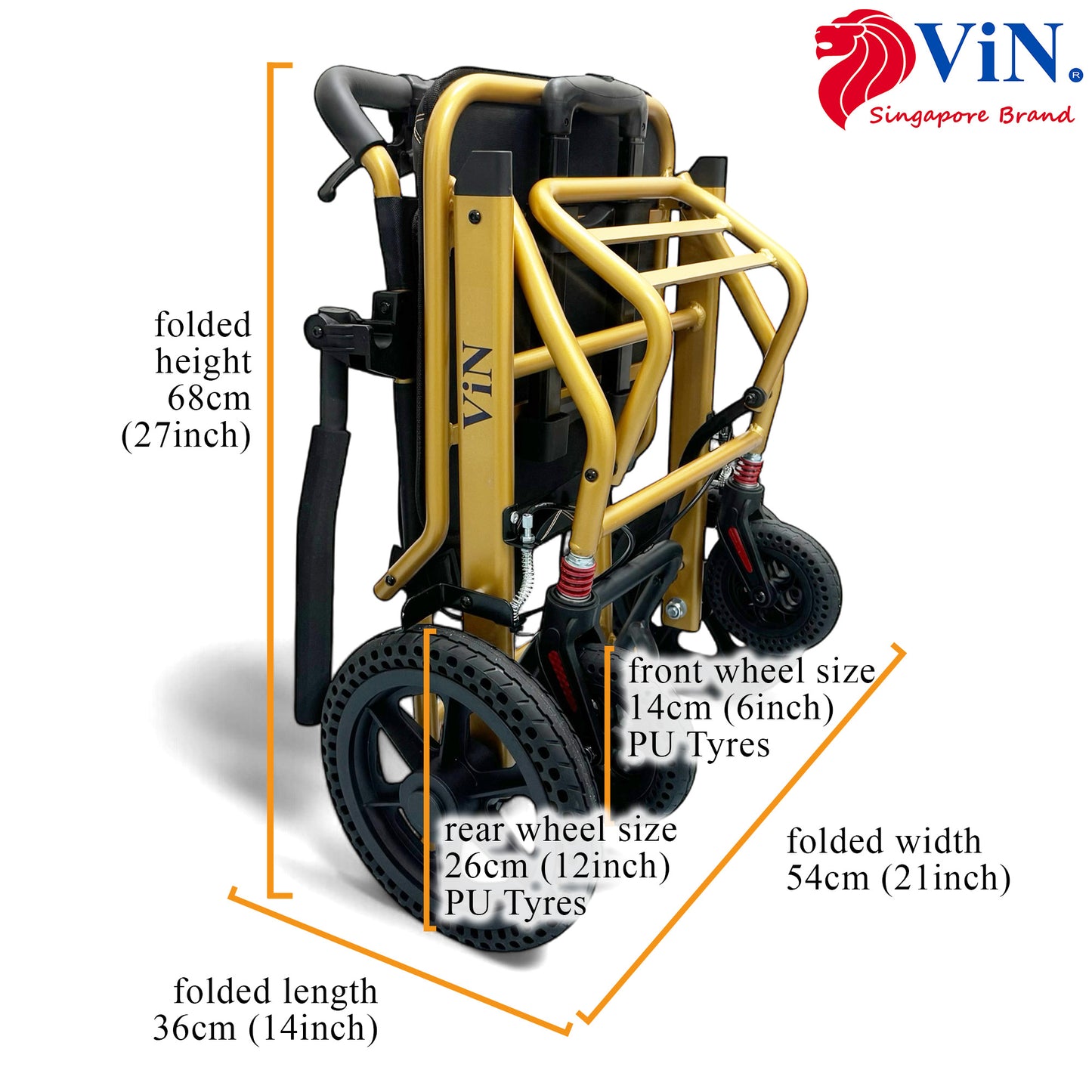 ViN-DA03 | Travel Pushchair - Lightweight 9 kg Pushchair Hold 100 Kg + Armrest Flip Up Function with Luggage Pull handle & Carrier bag