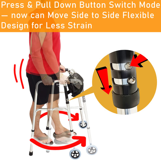 ViN-WF01 | ( * WITHOUT SEAT ) Elderly Walking Aid 2.9 kg Ultra Lightweight Aluminum Staggered Walking Function