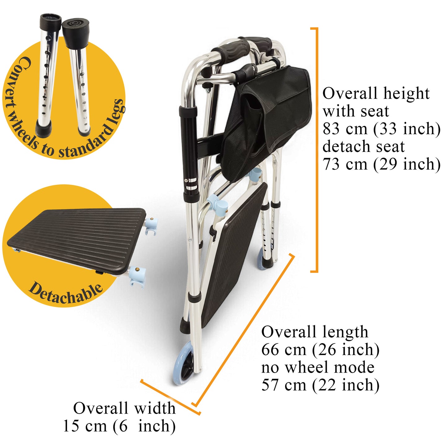 ViN WF01-ST | Elderly Walking Aid with Seat 3.8 kg Ultra Lightweight Aluminum
