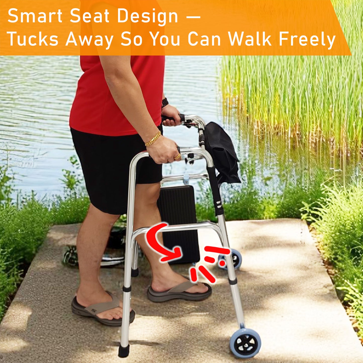 ViN WF01-ST | Elderly Walking Aid with Seat 3.8 kg Ultra Lightweight Aluminum