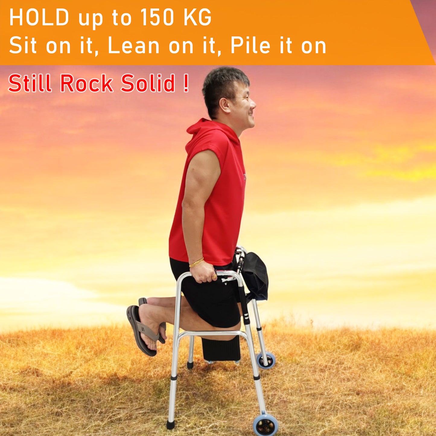 ViN WF01-ST | Elderly Walking Aid with Seat 3.8 kg Ultra Lightweight Aluminum