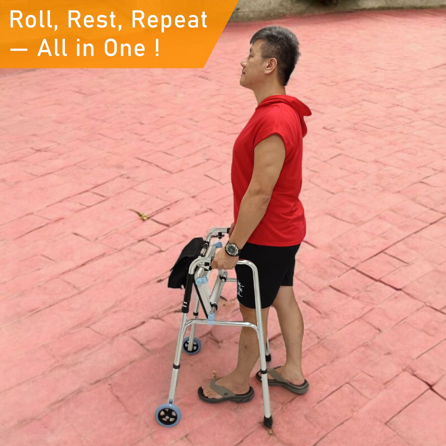 ViN WF01-ST | Elderly Walking Aid with Seat 3.8 kg Ultra Lightweight Aluminum