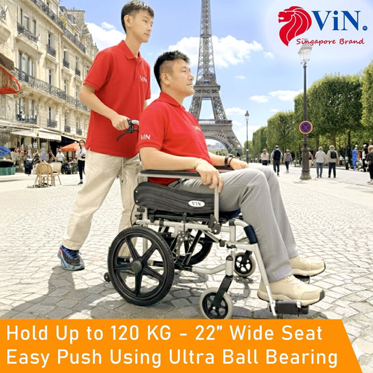 Lightweight foldable wheelchair used outdoors