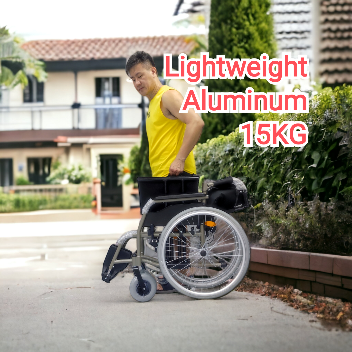 1.5 - "Model 35AL" BIG Wheelchair - Hold 150 KG + 56 CM Seat Width + Self Propelled