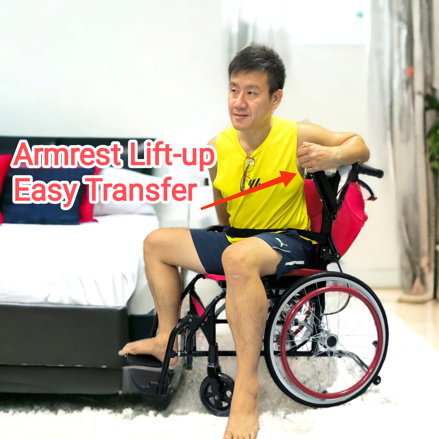 1.41 - "Model DY879" Wheelchair - Retractable Footrest + Flip-up Armrest + Self Propelled