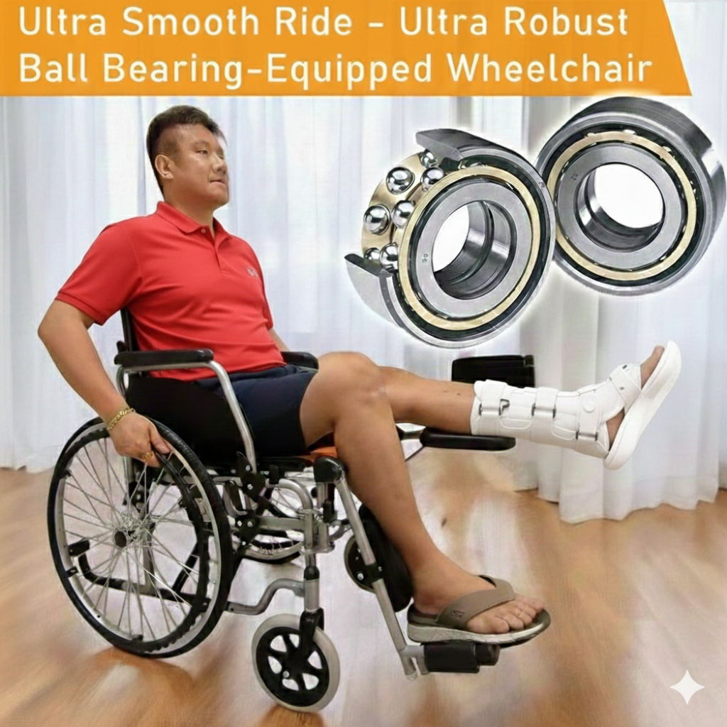 ViN-12A2-EL Wheelchair with Elevated Leg Rest & Anti-Tipper [Detachable] Self-Propelled