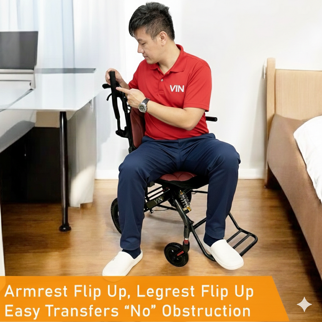 ViN A16 Travel Pushchair, lightweight wheelchair with removable cushion, suspension, and cabin approved design