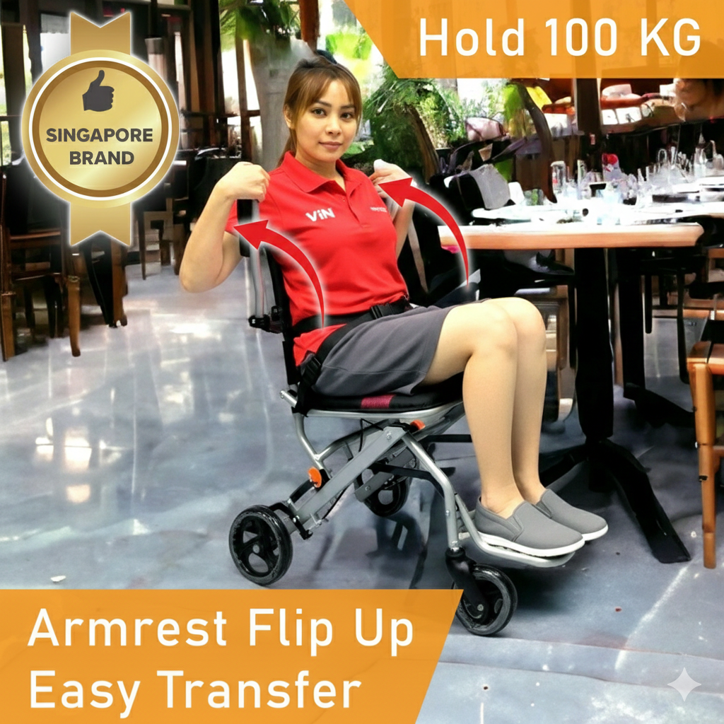 ViN-31A | Travel Pushchair - Lightweight 8 kg Pushchair Hold 100 Kg + Armrest Flip Up Function with Carrier bag