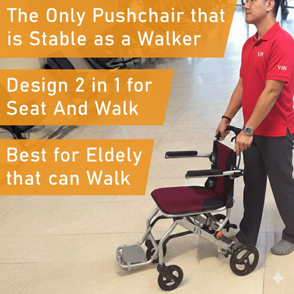 ViN-31A | Travel Pushchair - Lightweight 8 kg Pushchair Hold 100 Kg + Armrest Flip Up Function with Carrier bag