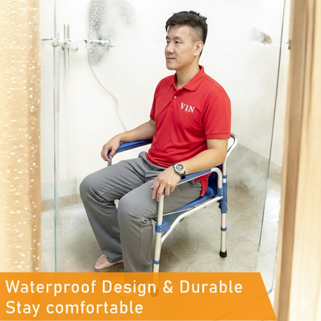 ViN-K01 Anti-Rust Foldable Commode Shower Chair [Foldable]
