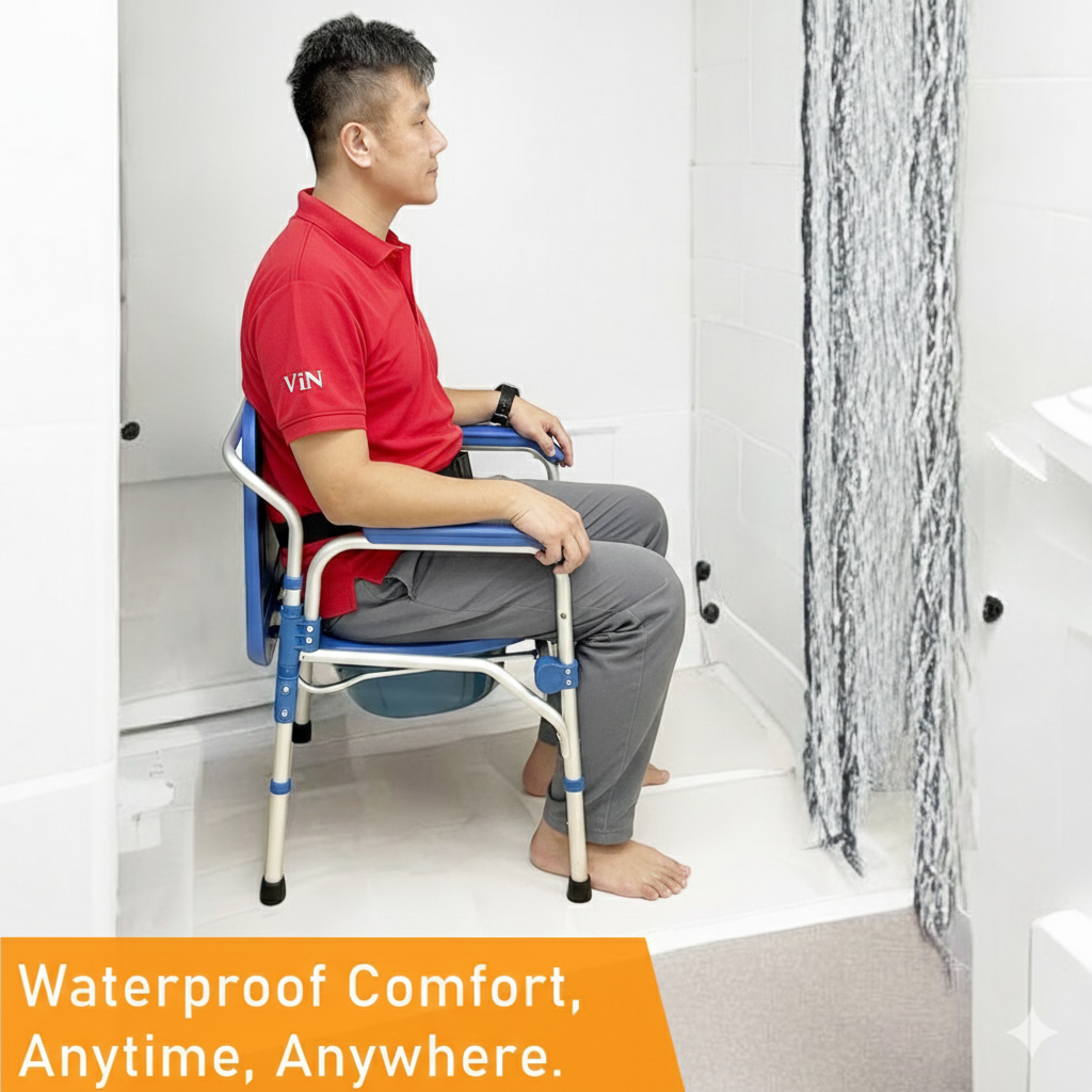 ViN-K01 Anti-Rust Foldable Commode Shower Chair [Foldable]