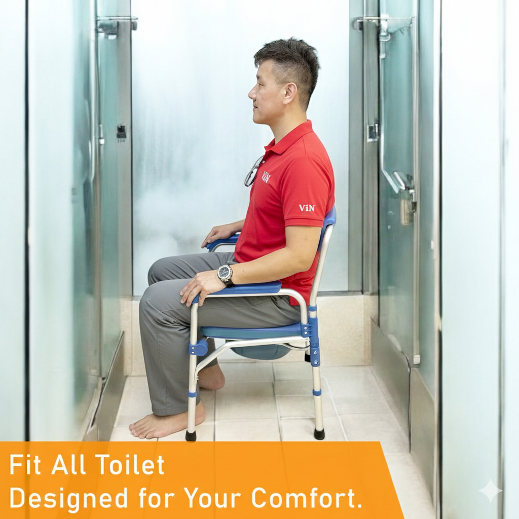 ViN-K01B Anti-Rust Foldable Commode Shower Chair [Foldable]
