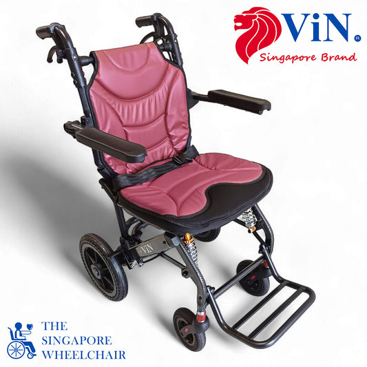 ViN-A16 Wide Seat Travel wheelchair 11.5kg with Removable Cushion & Suspension [Airline Approved]