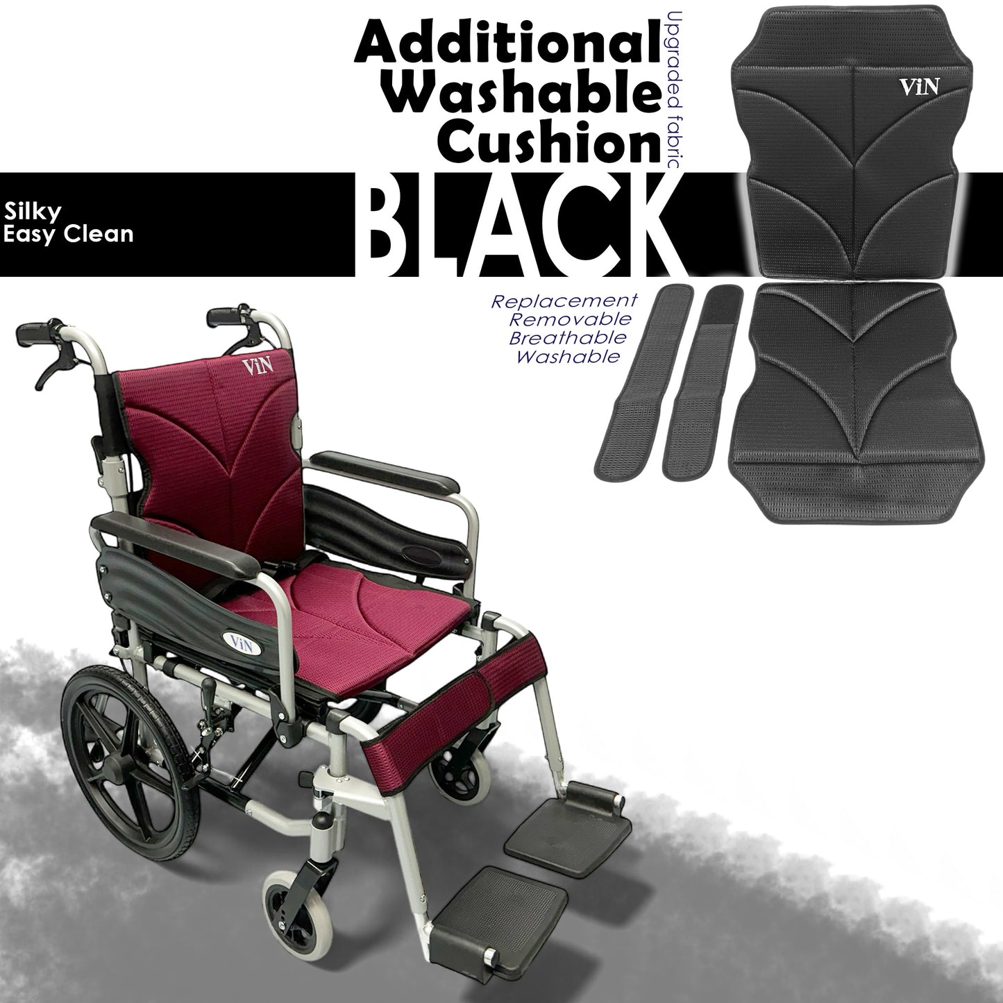 ViN 46A5S-16 | "16 inch" Narrow 16 Inches/40cm Seat Pushchair for Children and Small Size User - Washable Cushion - Flip-up Armrest - Detachable Legrest - Anti Tipper
