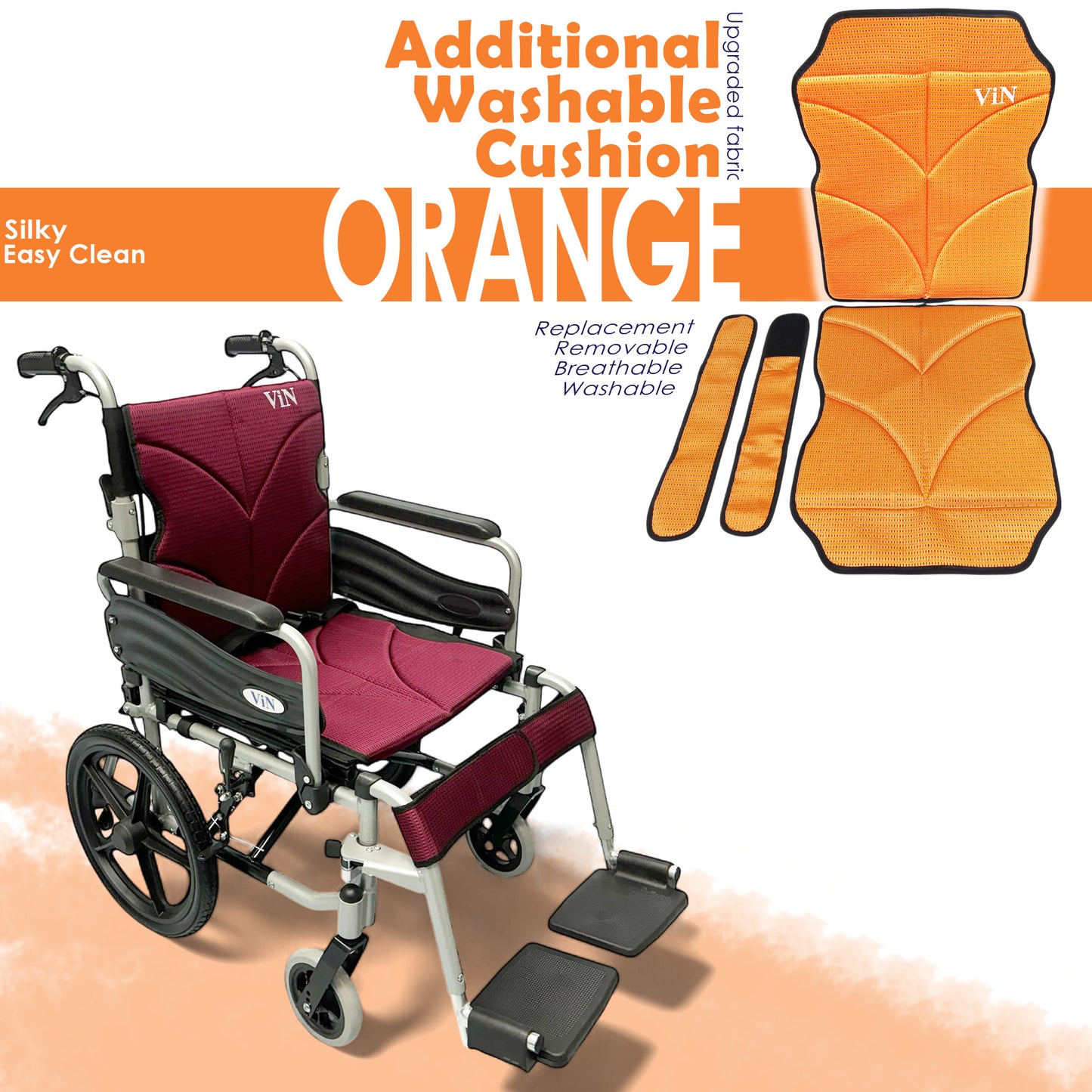 ViN 46A5S-16 | "16 inch" Narrow 16 Inches/40cm Seat Pushchair for Children and Small Size User - Washable Cushion - Flip-up Armrest - Detachable Legrest - Anti Tipper