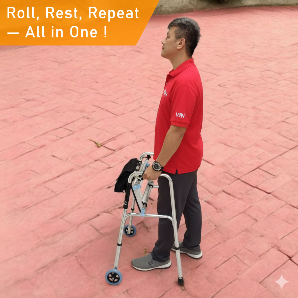 ViN WF01-ST Elderly Walking Aid with Seat 3.8 kg Ultra Lightweight Aluminum