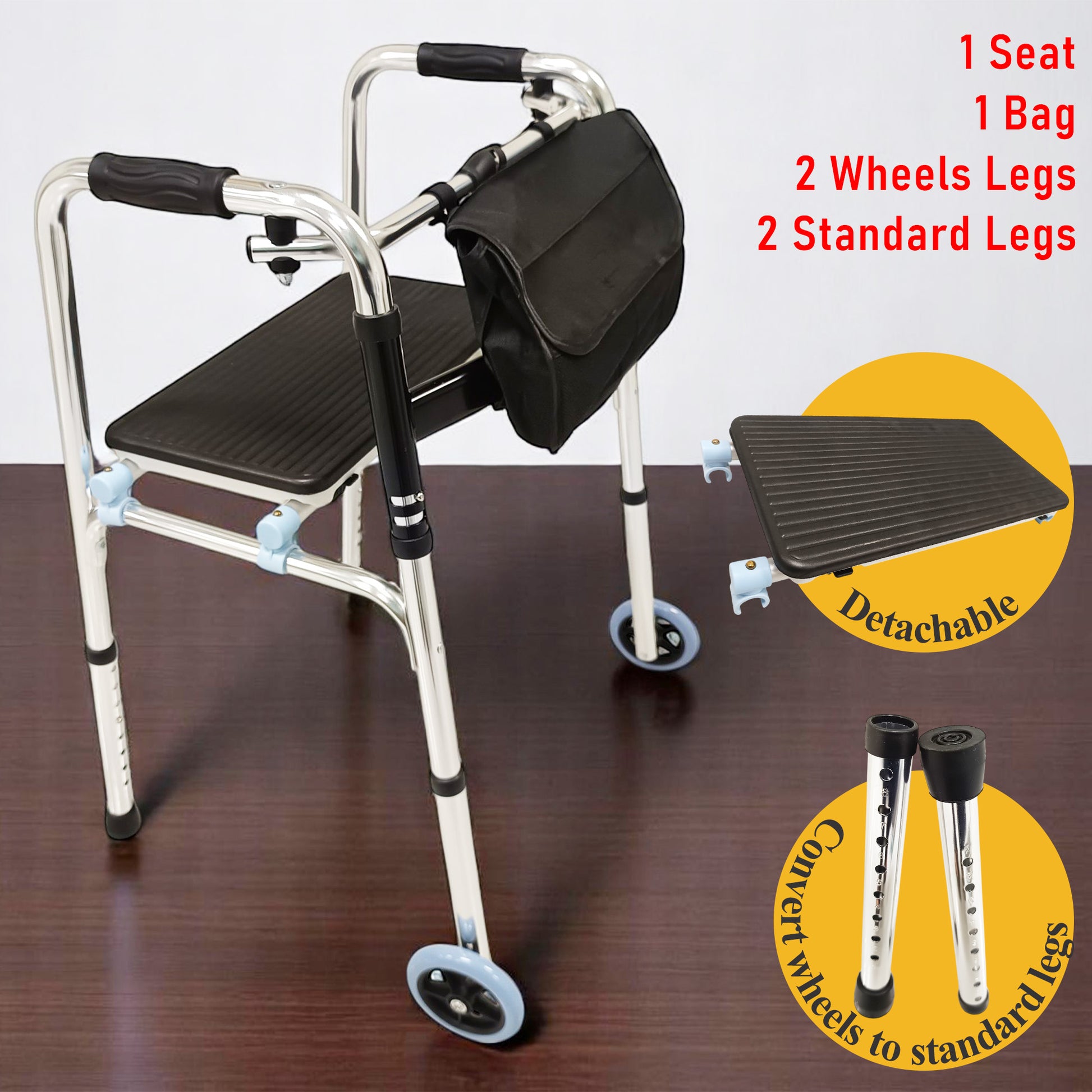 ViN WF01-ST Elderly Walking Aid with Seat 3.8 kg Ultra Lightweight Aluminum