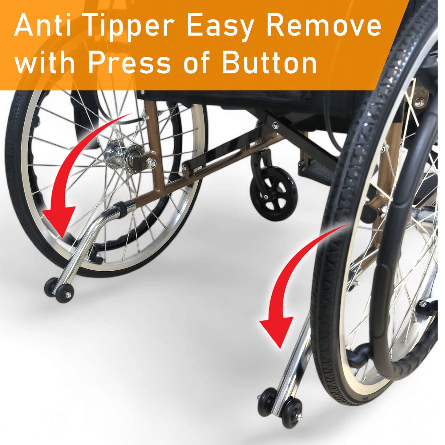 ViN DY879 | Self Propelled Wheelchair - Flip-Up Armrest - Retractable Footrest - Anti Tipper