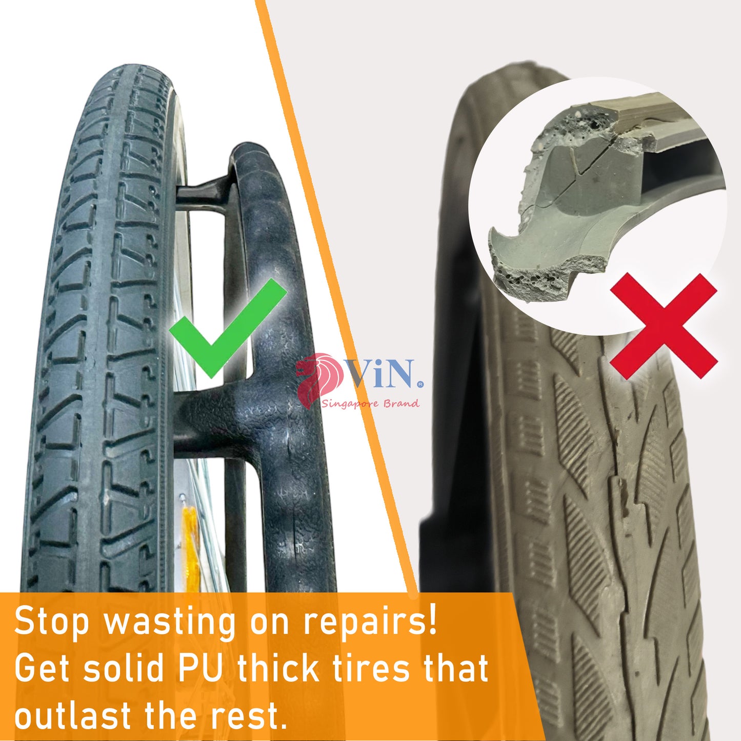 ViN 46A5M | Self Propelled Wheelchair  - Washable Cushion - Flip-up Armrest - Detachable Legrest - Anti Tipper