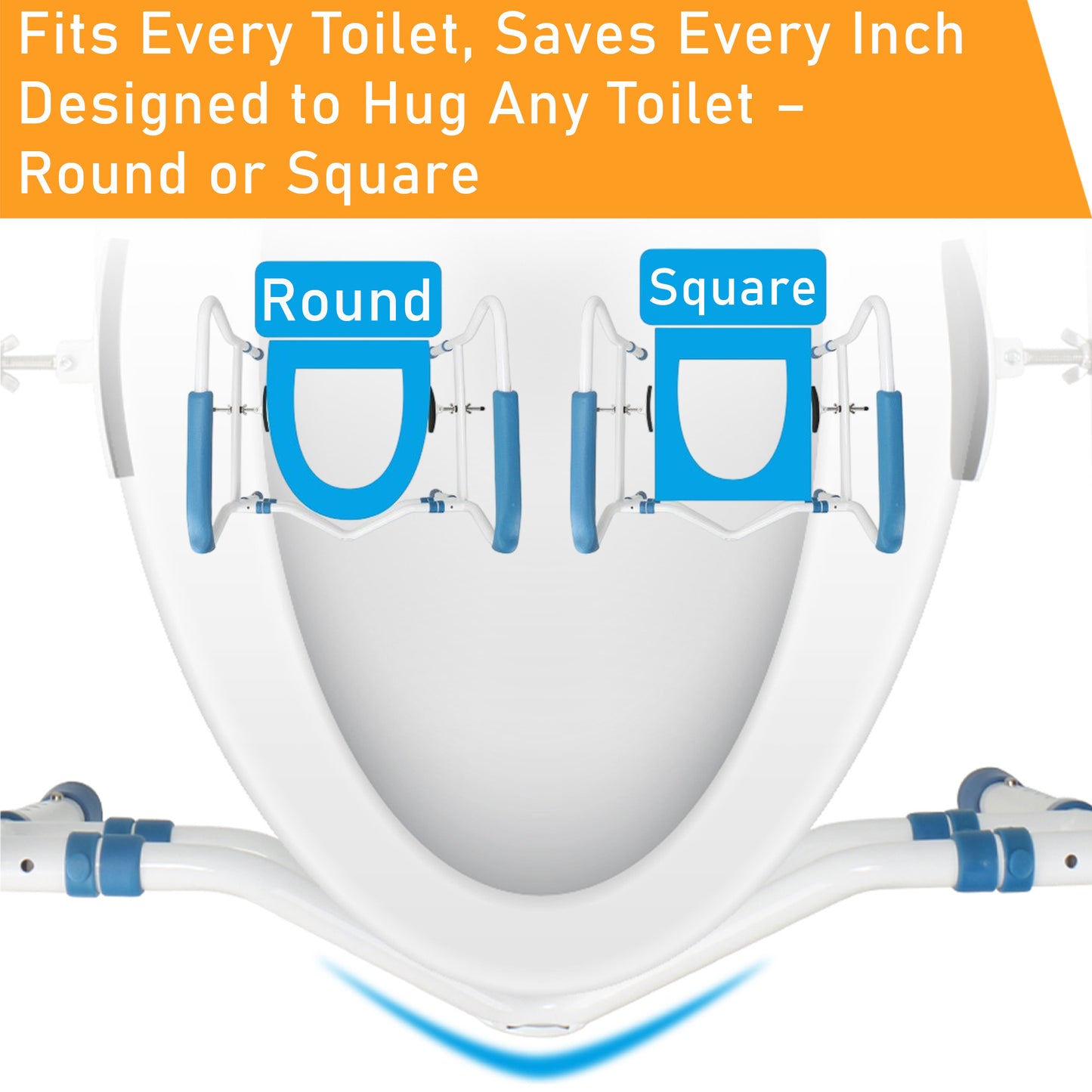 ViN-THR01 | Adjustable Toilet Bowl Armrest + Height Adjustable + Slip Resistant + Dual Clamp system + Multiple Angle Control + Fits any toilet
