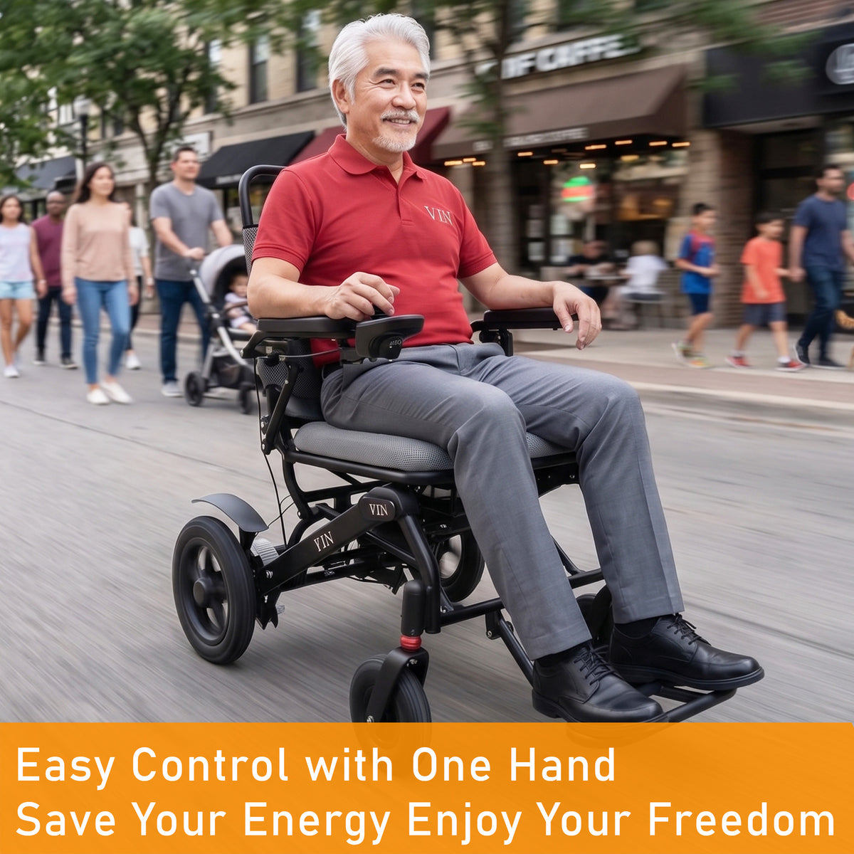 ViN-46A9 ViN-46A9 Motorised Electric Wheelchair with LTA approval, long-lasting battery, thick rust-resistant aluminium frame, flip-up armrests and anti-tipper for safe mobility.Motorised Electric Wheelchair with LTA approval, long-lasting battery, thick rust-resistant aluminium frame, flip-up armrests and anti-tipper for safe mobility.