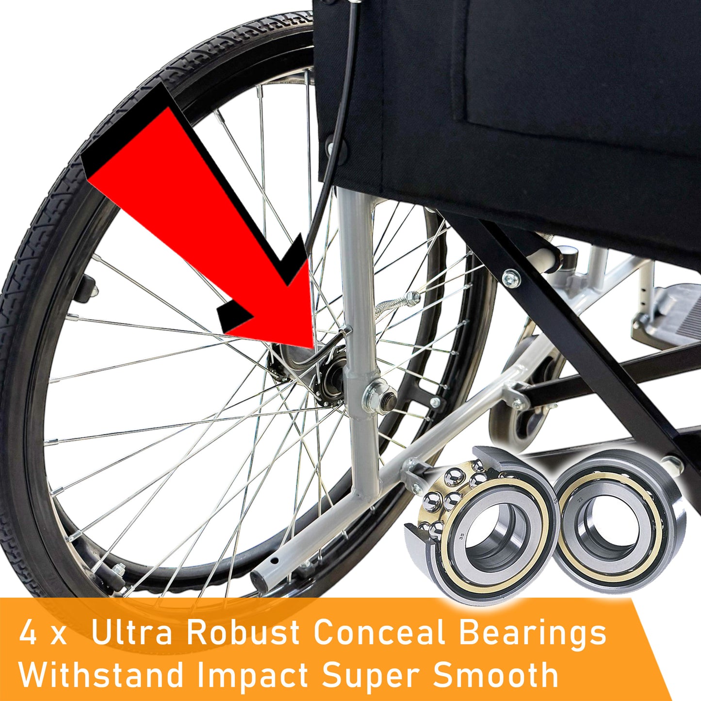 ViN-11AAT | Lightweight Standard Wheelchair with Anti Tipper 13kg [Self-Propelled]