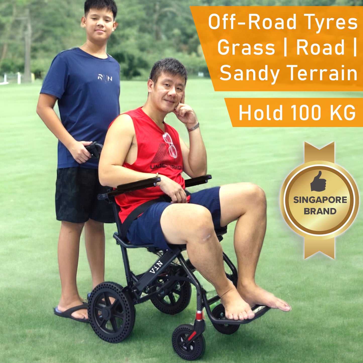 ViN-DA07 | Travel Pushchair -  Lightweight 10 kg Pushchair Hold 100 Kg + Armrest Flip Up Function with Luggage Pull handle & Carrier bag