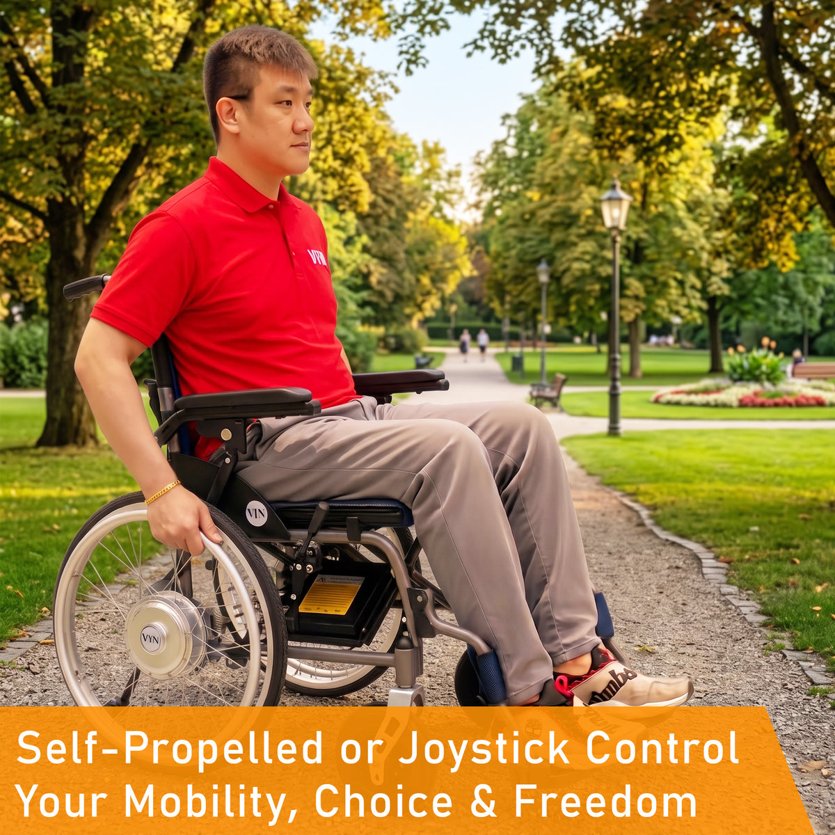 One-Touch Switch between Motorised Electric & Self-Propelled Wheelchair, LTA Approved, Lightweight Anti-Rust Aluminum, Washable Cushion, Flip-Up Armrests & Anti-Tipper.