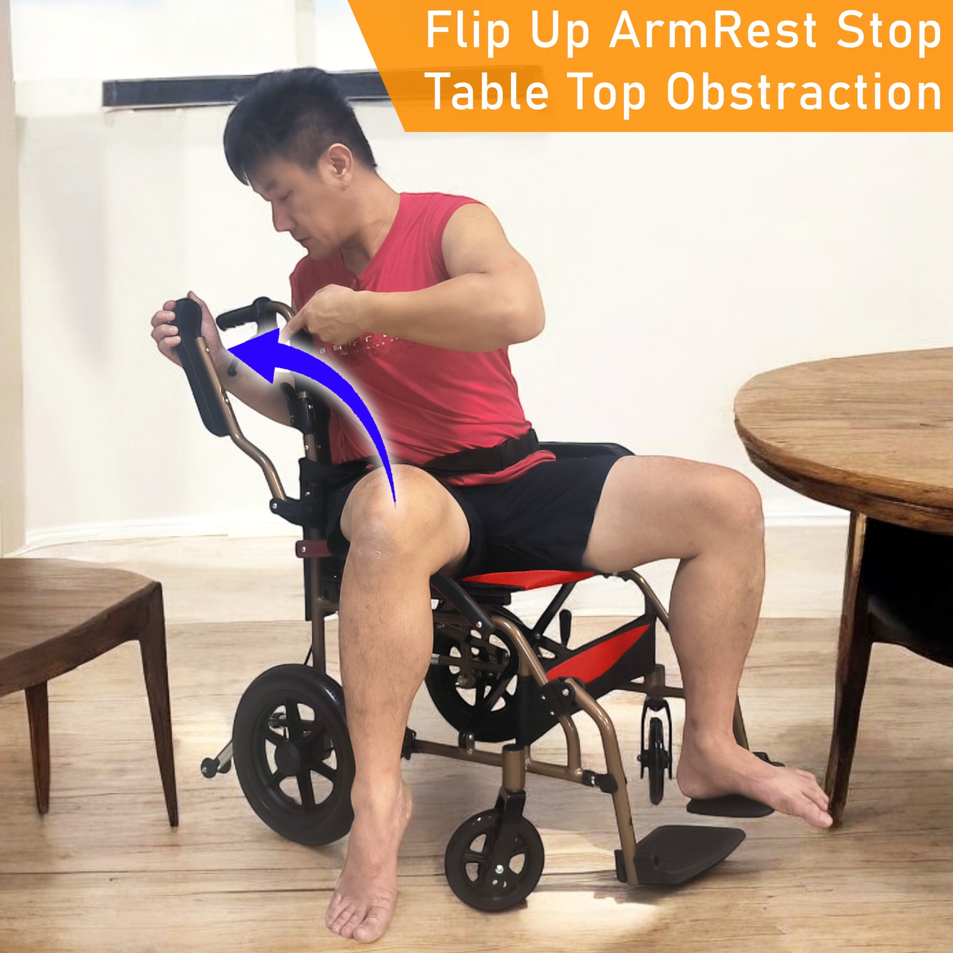 Pushchair , Wheelchair , Aluminum Lightweight & Anti Rust , Washable Cushion , Armrest Lift Up , Retractable Footrest , Anti Tipper