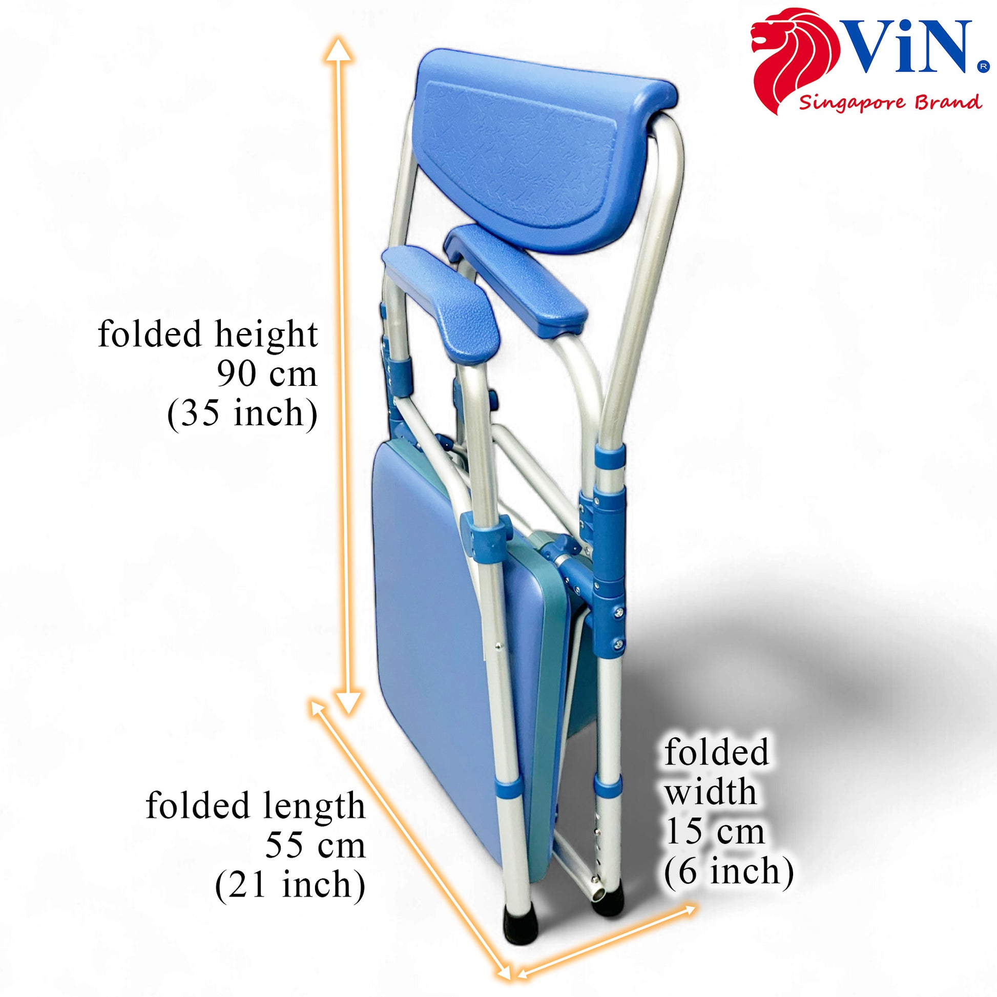 ViN K01B Commode Shower Chair, foldable rust-resistant commode with adjustable height for elderly and patients