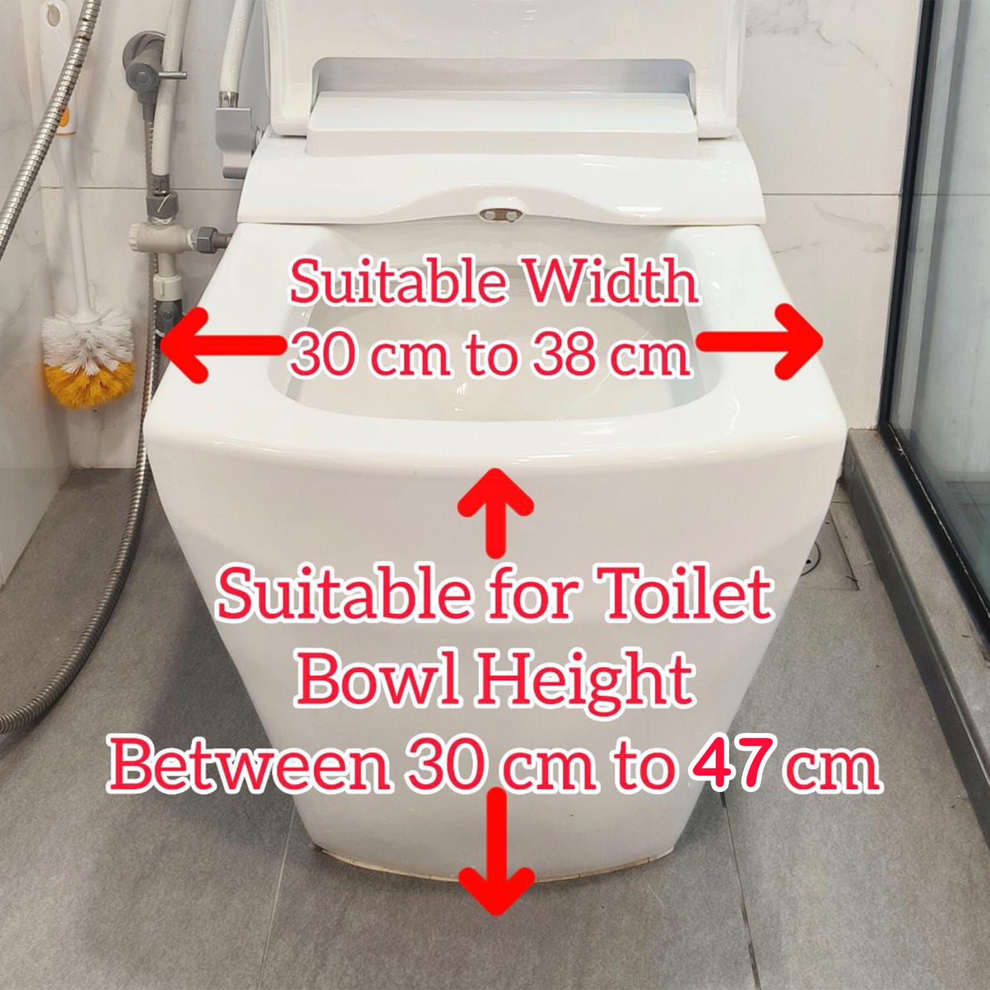 ViN-K02 | Shower Commode Indoor Wheelchair + Extra-Wide Seat + 4 Lockable Wheels + Flip Up Armrest + Detachable Adjustable Height Footrest + Detachable Waterproof EVA Cushion