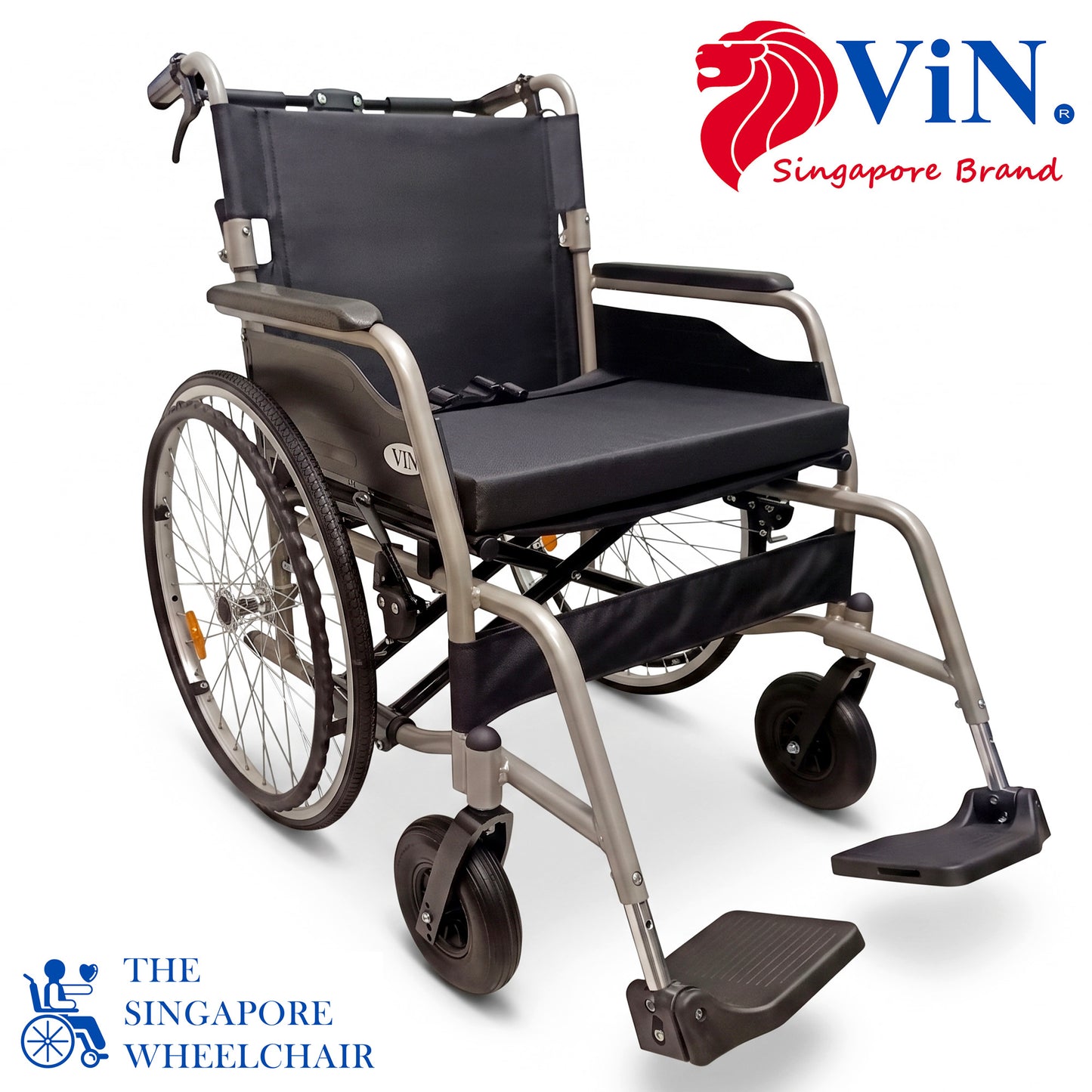 ViN-35AL Big Large Lightweight 13.8 kg Wheelchair 22" Seat Width [Holds 150kg]