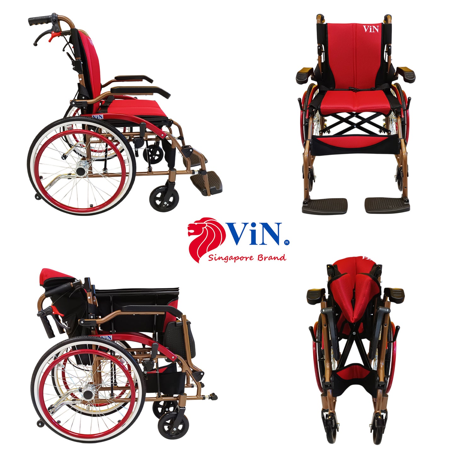 ViN-DY879 | Self Propelled Wheelchair - Flip-Up Armrest - Retractable Footrest - Anti Tipper