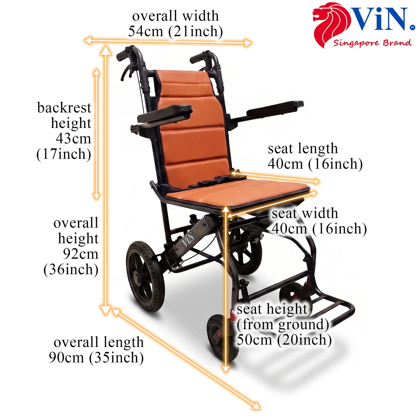 ViN-DA07 Travel wheelchair 10kg with Luggage Handle  [Airline Approved]