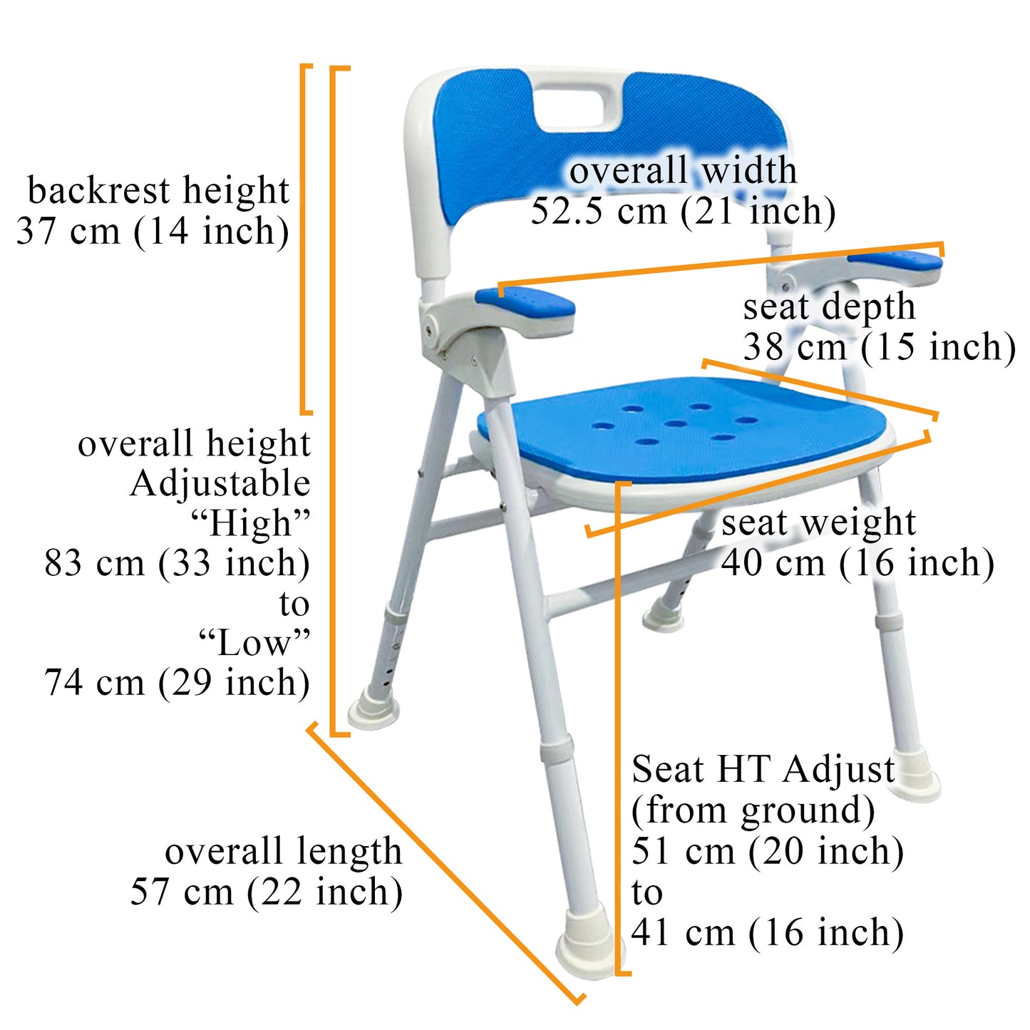 ViN 6603L | Shower Chair - Foldable + Adjustable height