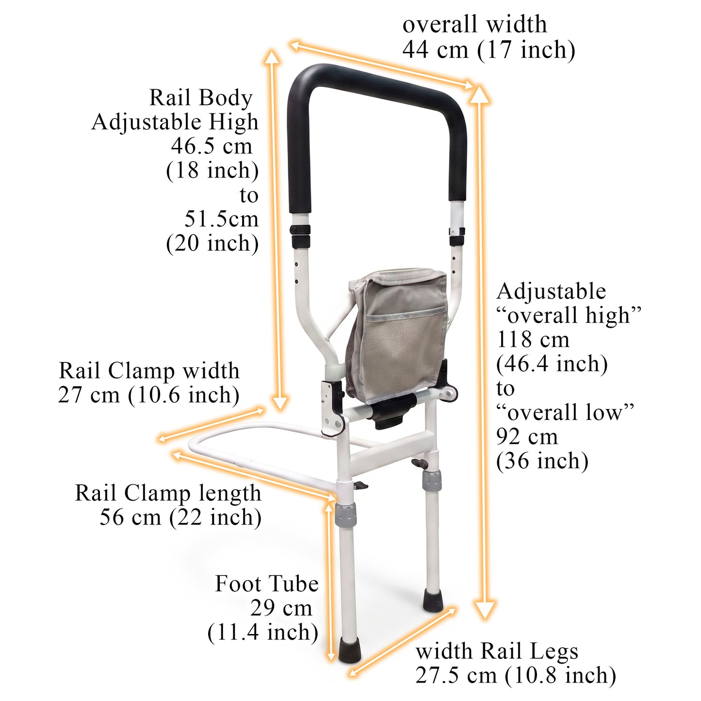 ViN BR05 |  Bedside Rail with Adjustable height & Foldable Flip Down Function