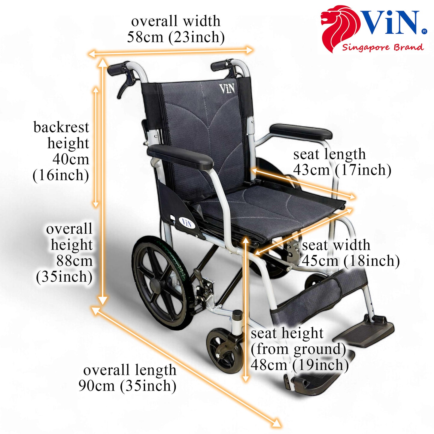 ViN-11AS Lightweight Standard Wheelchair 11kg [Pushchair]
