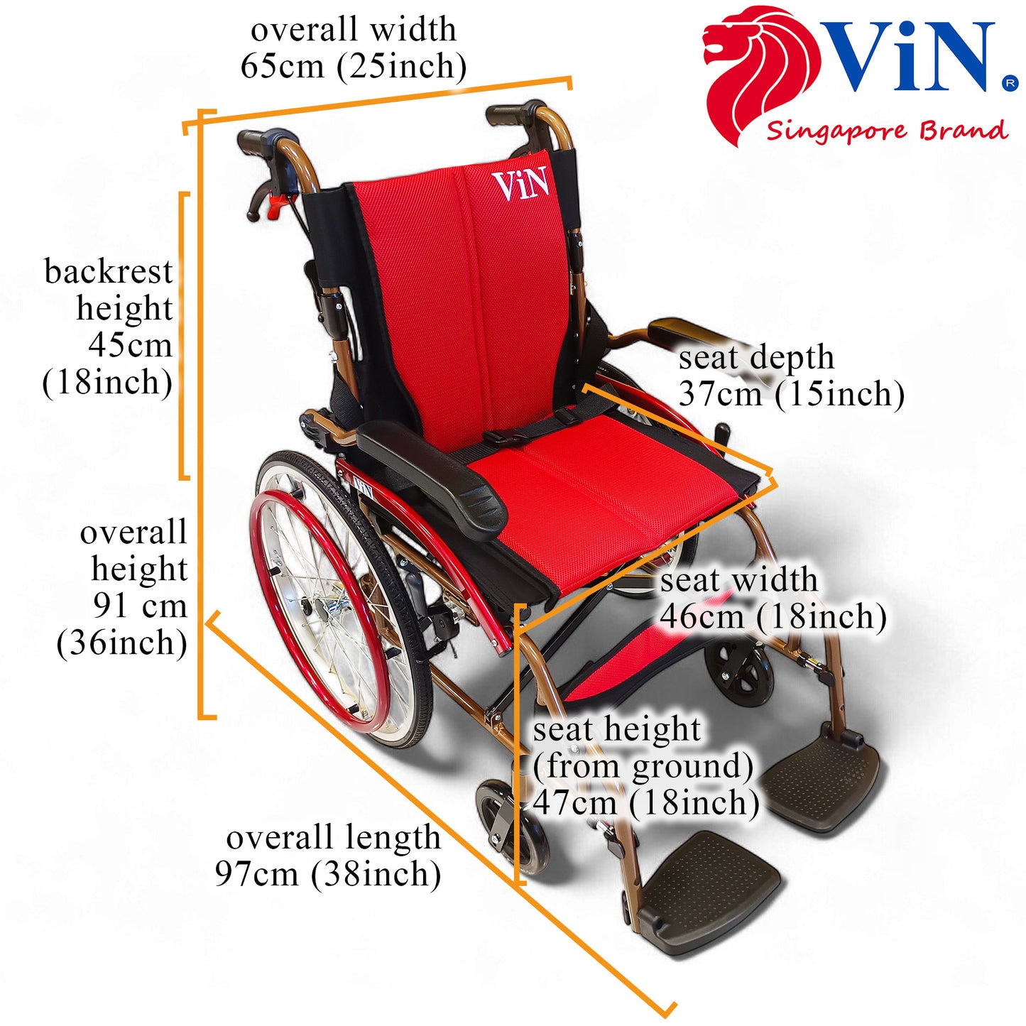 ViN-DY879 | Self Propelled Wheelchair - Flip-Up Armrest - Retractable Footrest - Anti Tipper