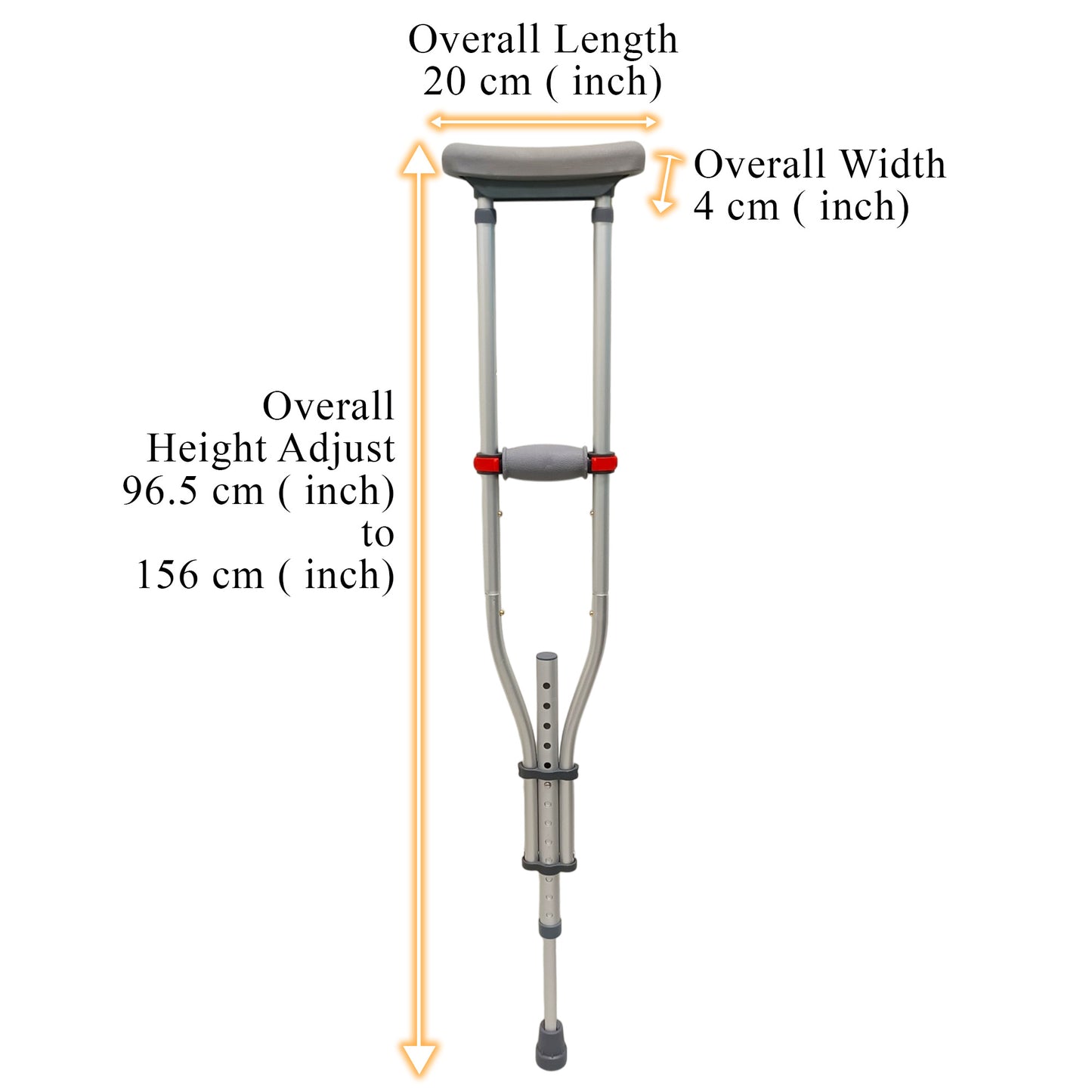 ViN-CR01 | Foldable Detachable Underarm Crutches (Pair)  + Anti Rust Lightweight Aluminum + Adjustable + Detachable + Anti-Slip