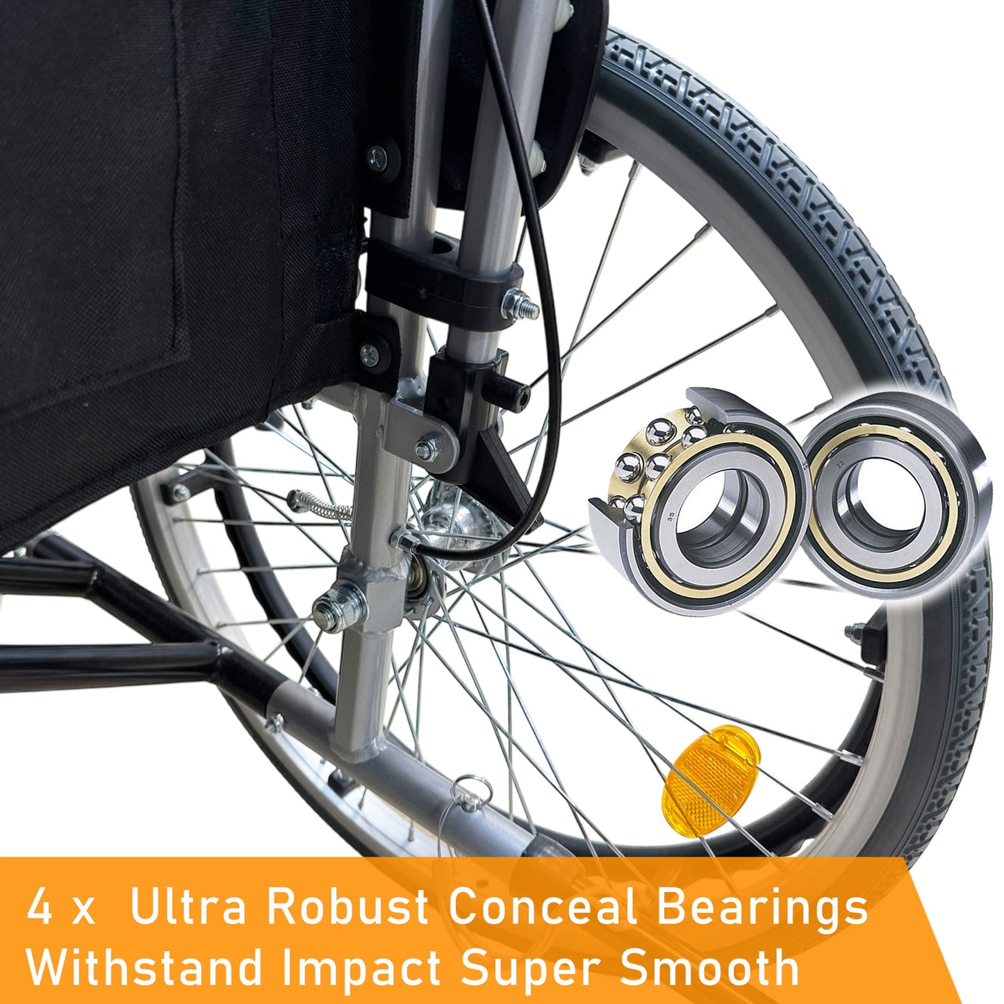 ViN-46A5M-20 Extra Wide Detachable Wheelchair 20" Seat [Hold 120kg] Self Propelled