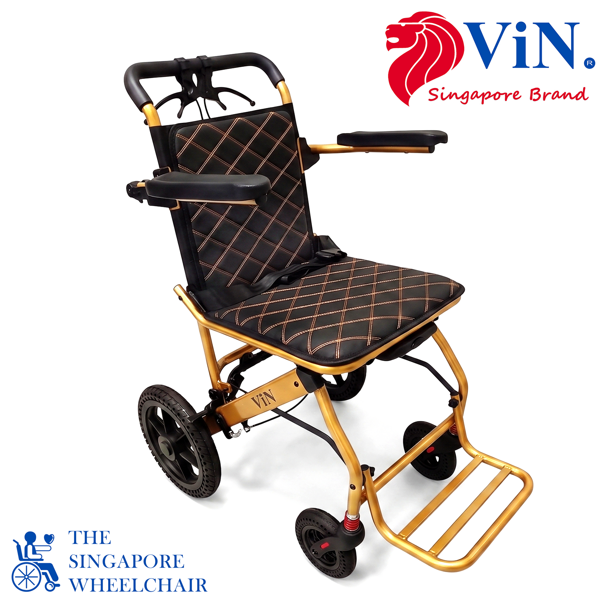 ViN DA03 Travel Pushchair, lightweight foldable wheelchair with flip-up armrest and cabin approved design