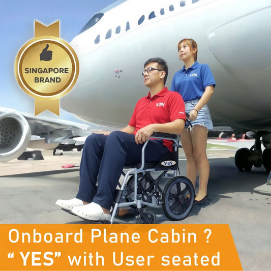 ViN 11AS Pushchair, compact travel wheelchair with fixed armrest and fixed legrest, easy for caregivers