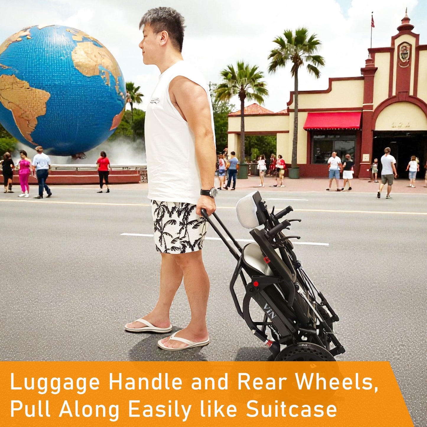 ViN-Q19 | Reclining Travel Pushchair with Headrest -  Lightweight 13 kg Pushchair Hold 100 Kg + Armrest Flip Up Function with Luggage Pull handle & Carrier bag