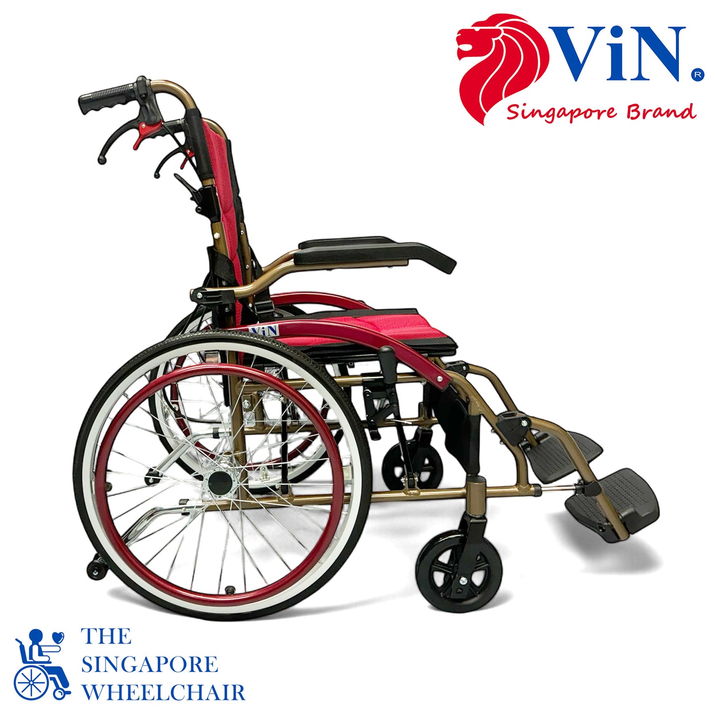 ViN DY879 | Self Propelled Wheelchair - Flip-Up Armrest - Retractable Footrest - Anti Tipper