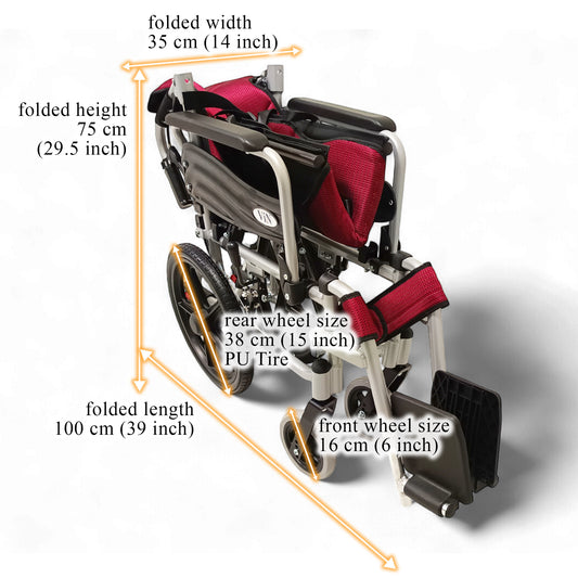 ViN-46A5S-16 | "16 inch" Narrow 16 Inches/40cm Seat Pushchair for Children and Small Size User - Washable Cushion - Flip-up Armrest - Detachable Legrest - Anti Tipper