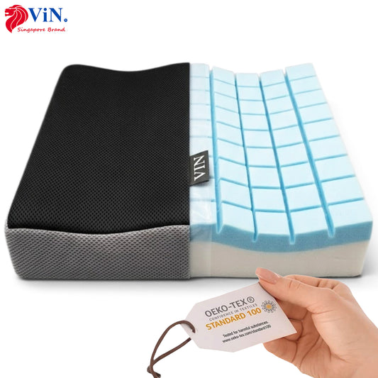 ViN-C03 - Premium Dual Layer Cool Gel Granules (gel microbeads) & Memory Foam Ergonomic Design Seat Cushion - Ultra Thick & Soft